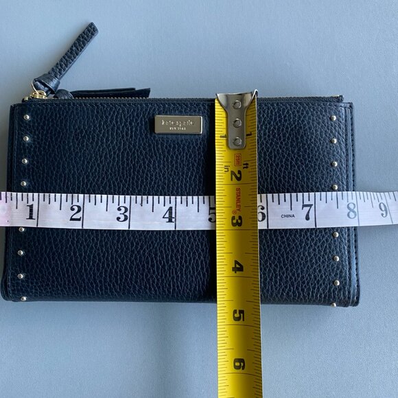 Kate Spade Studded Double Bifold Leather Black Wallet - Picture 10 of 11